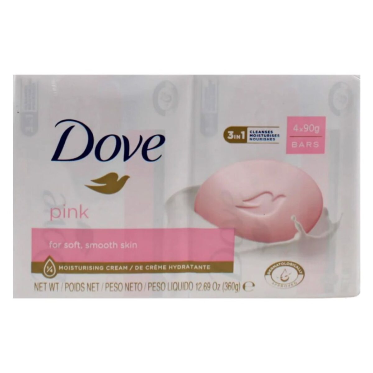 Dove Pink Beauty Cream Bar 90g X 4 Bars - Image 1