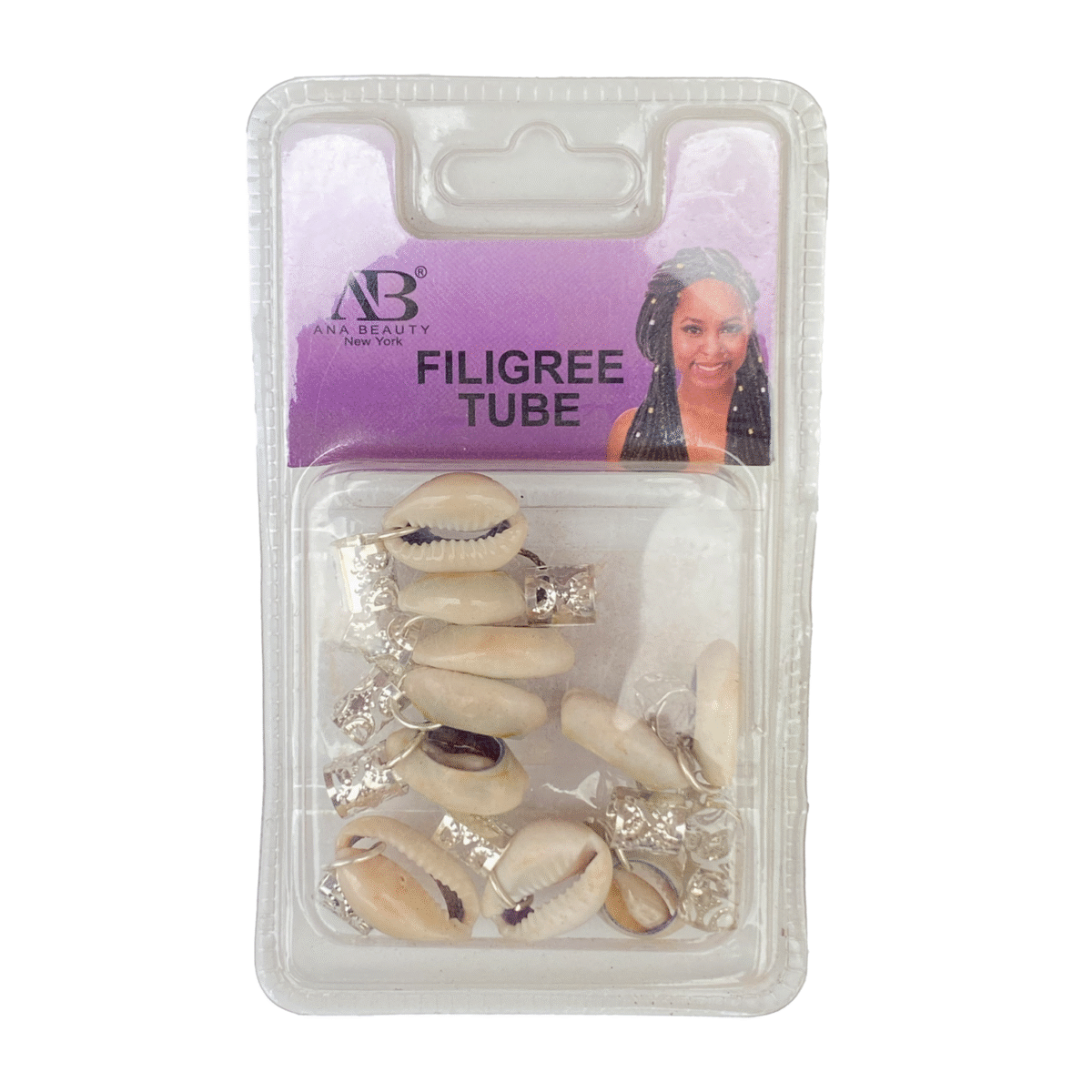 Ana Beauty Braid Hair Filigree Tubes with Shell Charm - Image 1