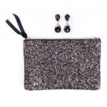 NWT Sparkle & Shine Glitter Zippered Pouch with Earrings - Image 3