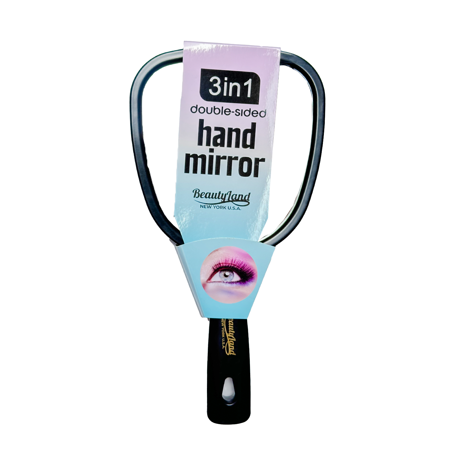 beautylandmirrorblack BeautyLand 3 in 1 Double Sided Hand Mirror Black - Image 1