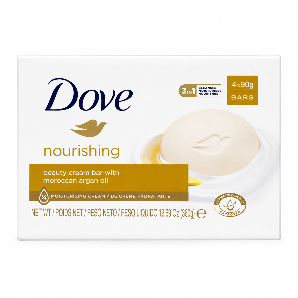 dovenourishingcreambar2 Dove Nourishing Beauty Cream Bar 4 x 90g - Image 1
