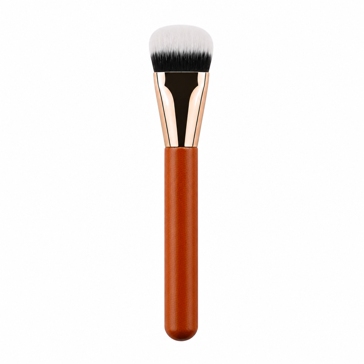 flatfoundationbrush Rounded Flat Foundation Brush with Wooden Handle - Image 1