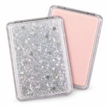 Silver Glitter & Hearts Moving Glitter Pocket Mirror - Image 2